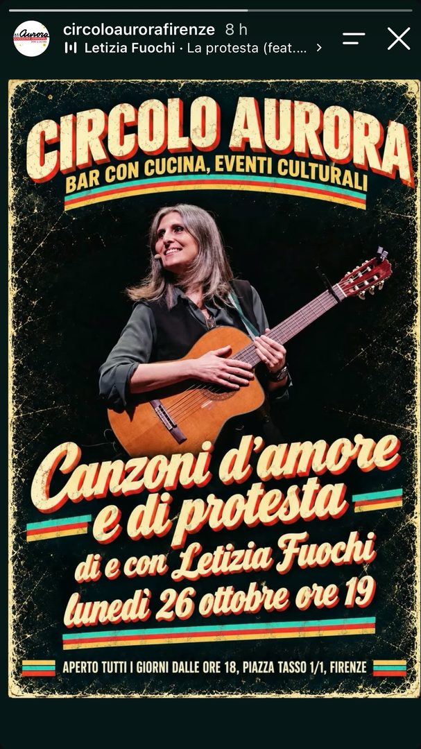 Locandina: Canzoni d'amore e di protesta - Letizia Fuochi