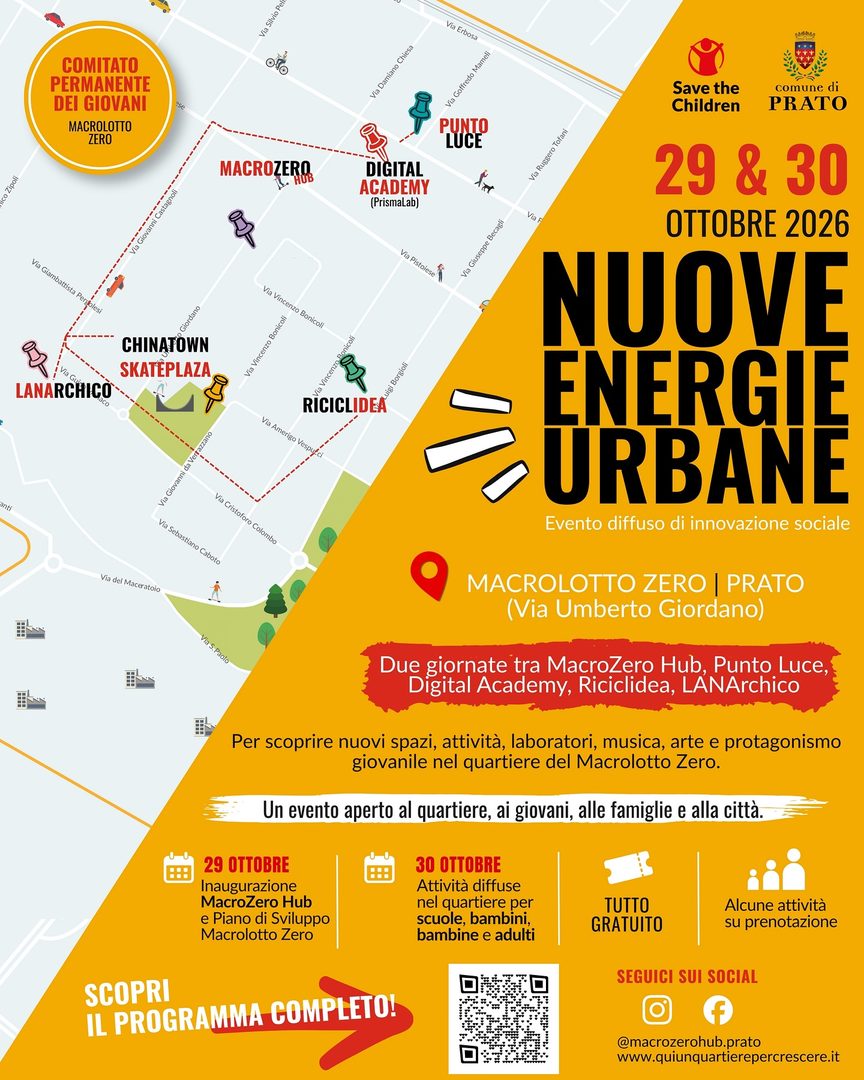 Locandina: Nuove Energie Urbane: attività diffuse al Macrolotto Zero